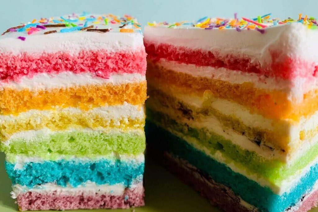 rainbow cake torta arcobaleno carnevale